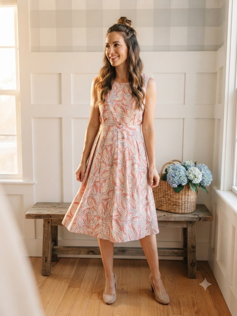 St. John Collection Silk Pink Paisley A-Line Midi Dress 8